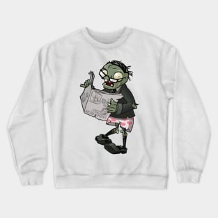 Zombie Grandpa Reading Newspaper Crewneck Sweatshirt